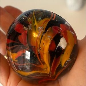 Vintage Studio Art Glass Paperweight Murano Style 
Multicolour Swirl Bubble 2”